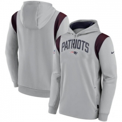 Men New England Patriots Grey Sideline Stack Performance Pullover Hoodie 001