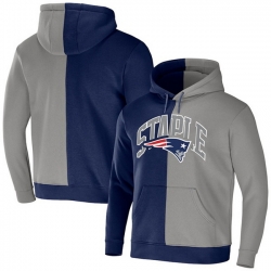 Men New England Patriots Navy Grey Split Logo Pullover Hoodie