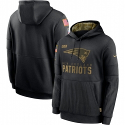 Men New England Patriots Nike 2020 Salute to Service Sideline Performance Pullover Hoodie Black