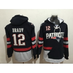 Men Nike New England Patriots Tom Brady 12 NFL Winter Thick Hoodie