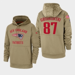 Mens New England Patriots 87 Rob Gronkowski 2019 Salute to Service Sideline Therma Pullover Hoodie Tan