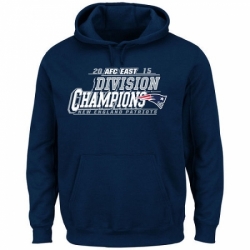 NFL Mens New England Patriots Majestic Navy 2015 AFC East Division Champions Pullover Hoodie