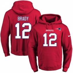 NFL Mens Nike New England Patriots 12 Tom Brady Red Name Number Pullover Hoodie
