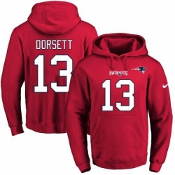 NFL Mens Nike New England Patriots 13 Phillip Dorsett Red Name Number Pullover Hoodie