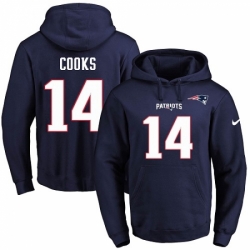 NFL Mens Nike New England Patriots 14 Brandin Cooks Navy Blue Name Number Pullover Hoodie