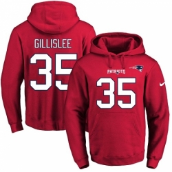 NFL Mens Nike New England Patriots 35 Mike Gillislee Red Name Number Pullover Hoodie