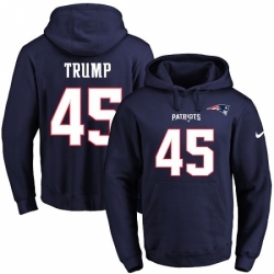 NFL Mens Nike New England Patriots 45 Donald Trump Navy Blue Name Number Pullover Hoodie
