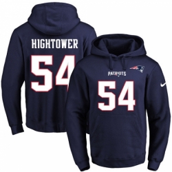 NFL Mens Nike New England Patriots 54 Donta Hightower Navy Blue Name Number Pullover Hoodie