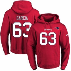 NFL Mens Nike New England Patriots 63 Antonio Garcia Red Name Number Pullover Hoodie