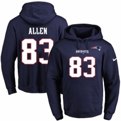 NFL Mens Nike New England Patriots 83 Dwayne Allen Navy Blue Name Number Pullover Hoodie