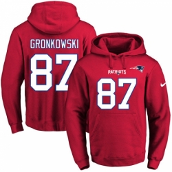 NFL Mens Nike New England Patriots 87 Rob Gronkowski Red Name Number Pullover Hoodie