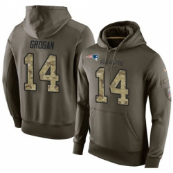 NFL Nike New England Patriots 14 Steve Grogan Green Salute To Service Mens Pullover Hoodie