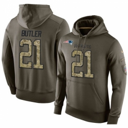 NFL Nike New England Patriots 21 Malcolm Butler Green Salute To Service Mens Pullover Hoodie