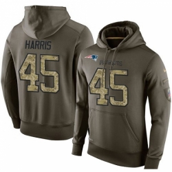 NFL Nike New England Patriots 45 David Harris Green Salute To Service Mens Pullover Hoodie