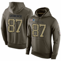 NFL Nike New England Patriots 87 Rob Gronkowski Green Salute To Service Mens Pullover Hoodie