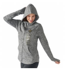 NFL New Orleans Saints G III 4Her by Carl Banks Womens Recovery Full Zip Hoodie Heathered Gray