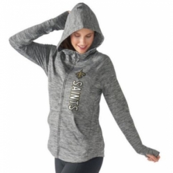 NFL New Orleans Saints G III 4Her by Carl Banks Womens Recovery Full Zip Hoodie Heathered Gray