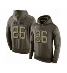 Football Mens New Orleans Saints 26 PJ Williams Green Salute To Service Pullover Hoodie
