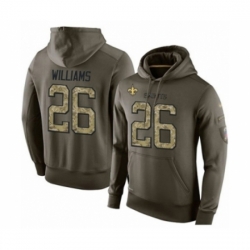 Football Mens New Orleans Saints 26 PJ Williams Green Salute To Service Pullover Hoodie