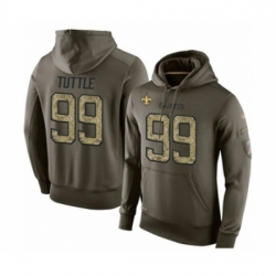 Football Mens New Orleans Saints 99 Shy Tuttle Green Salute To Service Pullover Hoodie