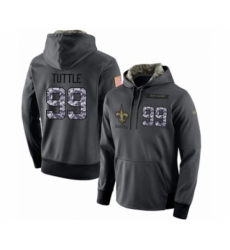 Football Mens New Orleans Saints 99 Shy Tuttle Stitched Black Anthracite Salute to Service Player Performance Hoodie