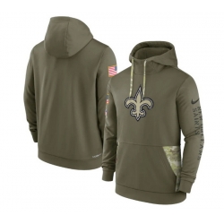 Men New Orleans Saints 2022 Olive Salute To Service Therma Performance Pullover Hoodie