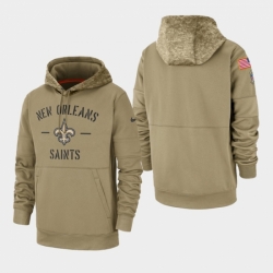 Mens New Orleans Saints Tan 2019 Salute to Service Sideline Therma Pullover Hoodie
