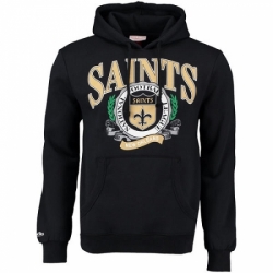 NFL Mens New Orleans Saints Mitchell Ness Black Fair Catch Pullover Hoodie