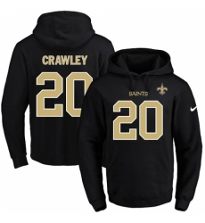 NFL Mens Nike New Orleans Saints 20 Ken Crawley Black Name Number Pullover Hoodie