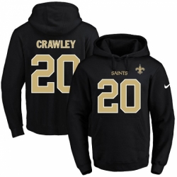 NFL Mens Nike New Orleans Saints 20 Ken Crawley Black Name Number Pullover Hoodie
