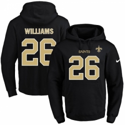 NFL Mens Nike New Orleans Saints 26 PJ Williams Black Name Number Pullover Hoodie