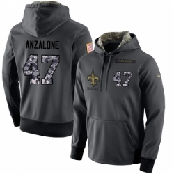 NFL Mens Nike New Orleans Saints 47 Alex Anzalone Stitched Black Anthracite Salute to Service Player Performance Hoodie