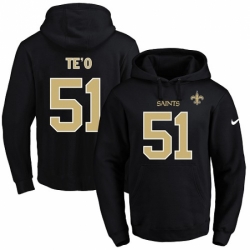 NFL Mens Nike New Orleans Saints 51 Manti Teo Black Name Number Pullover Hoodie