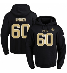 NFL Mens Nike New Orleans Saints 60 Max Unger Black Name Number Pullover Hoodie