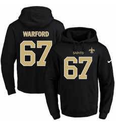 NFL Mens Nike New Orleans Saints 67 Larry Warford Black Name Number Pullover Hoodie