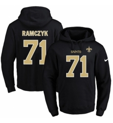 NFL Mens Nike New Orleans Saints 71 Ryan Ramczyk Black Name Number Pullover Hoodie