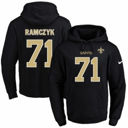 NFL Mens Nike New Orleans Saints 71 Ryan Ramczyk Black Name Number Pullover Hoodie