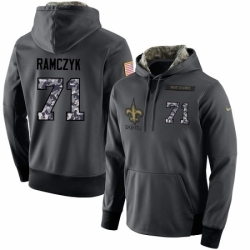 NFL Mens Nike New Orleans Saints 71 Ryan Ramczyk Stitched Black Anthracite Salute to Service Player Performance Hoodie
