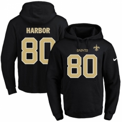 NFL Mens Nike New Orleans Saints 80 Clay Harbor Black Name Number Pullover Hoodie