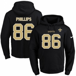 NFL Mens Nike New Orleans Saints 86 John Phillips Black Name Number Pullover Hoodie