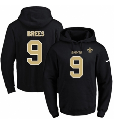 NFL Mens Nike New Orleans Saints 9 Drew Brees Black Name Number Pullover Hoodie