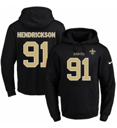 NFL Mens Nike New Orleans Saints 91 Trey Hendrickson Black Name Number Pullover Hoodie