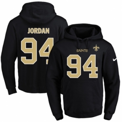 NFL Mens Nike New Orleans Saints 94 Cameron Jordan Black Name Number Pullover Hoodie