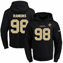 NFL Mens Nike New Orleans Saints 98 Sheldon Rankins Black Name Number Pullover Hoodie