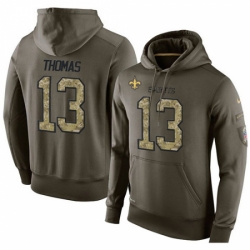 NFL Nike New Orleans Saints 13 Michael Thomas Green Salute To Service Mens Pullover Hoodie