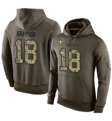NFL Nike New Orleans Saints 18 Garrett Grayson Green Salute To Service Mens Pullover Hoodie