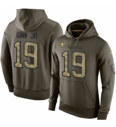 NFL Nike New Orleans Saints 19 Ted Ginn Jr Green Salute To Service Mens Pullover Hoodie