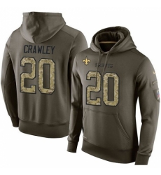 NFL Nike New Orleans Saints 20 Ken Crawley Green Salute To Service Mens Pullover Hoodie