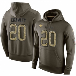 NFL Nike New Orleans Saints 20 Ken Crawley Green Salute To Service Mens Pullover Hoodie