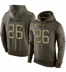 NFL Nike New Orleans Saints 26 PJ Williams Green Salute To Service Mens Pullover Hoodie